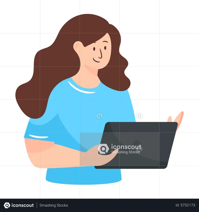 Woman doing online discussing on tablet  Illustration
