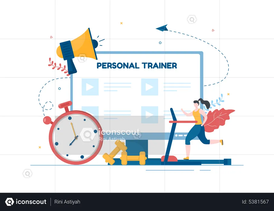 Woman doing online exercise course  Illustration