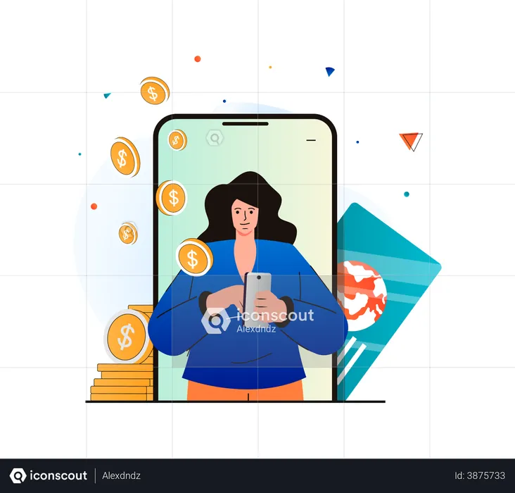 Woman doing online payment  Illustration