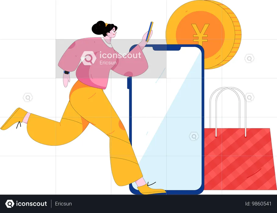 Woman doing online payment  Illustration