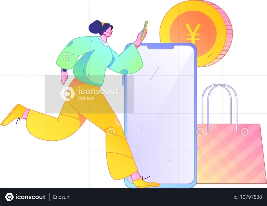 Woman doing online payment  Illustration