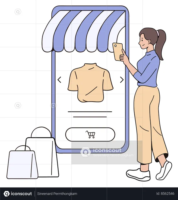Woman doing Online shopping  Illustration