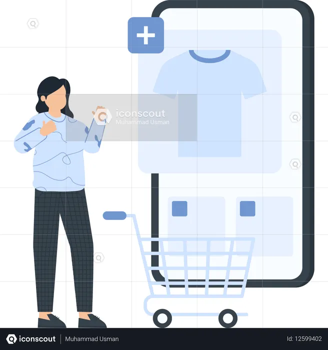 Woman doing online shopping  Illustration