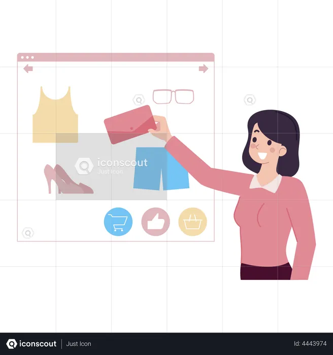 Woman doing Online Shopping  Illustration