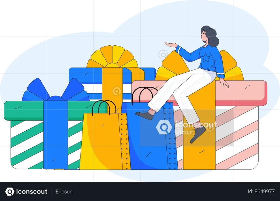 Woman doing online shopping  Illustration