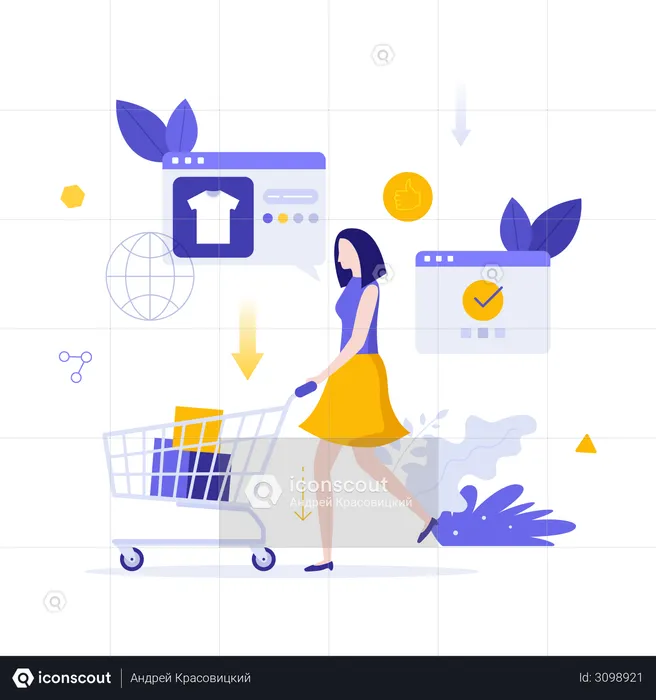 Woman doing online shopping  Illustration