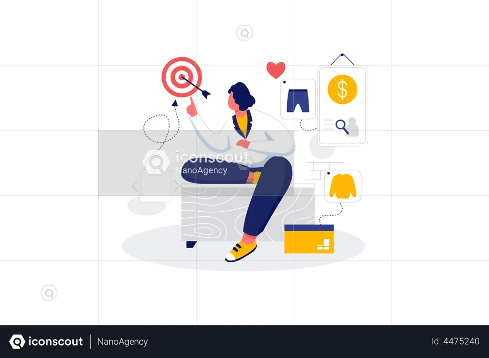 Woman doing online shopping  Illustration