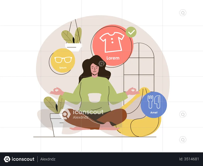 Woman doing online shopping  Illustration