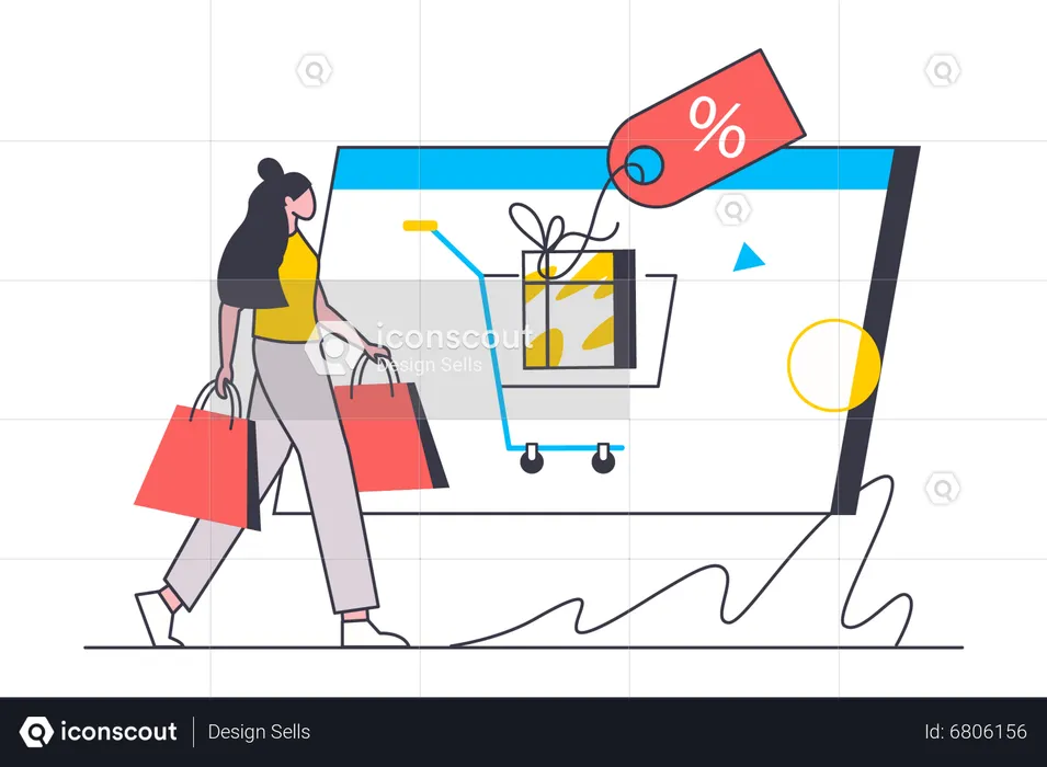 Woman doing online shopping  Illustration