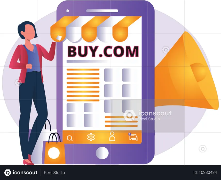 Woman Doing Online shopping  Illustration