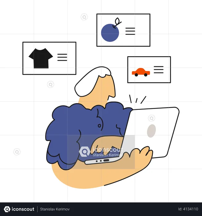 Woman doing online Shopping  Illustration