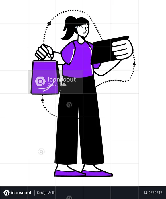 Woman doing online shopping  Illustration