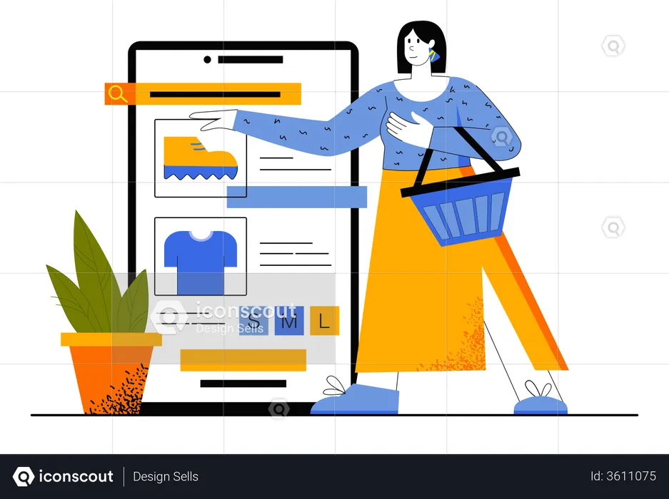 Woman Doing Online Shopping  Illustration