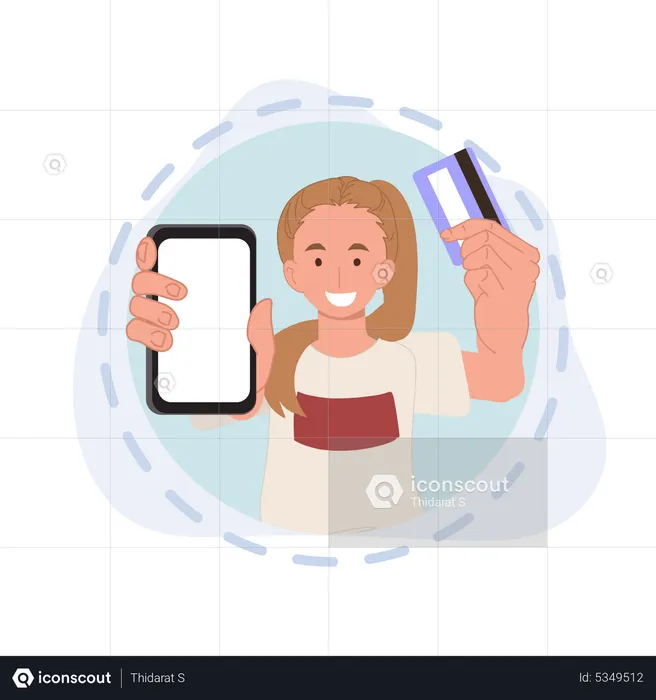 Woman doing online shopping payment  Illustration