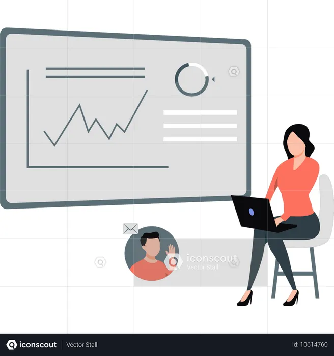 Woman doing online video call meeting  Illustration