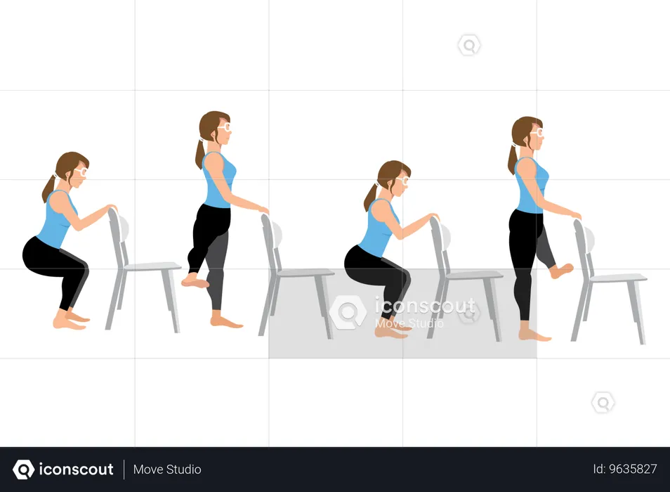 Woman doing Opposite side kicks  Illustration