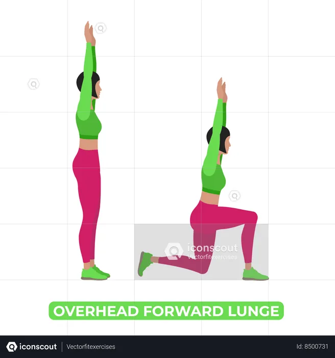 Woman Doing Overhead Forward Lunge  Illustration