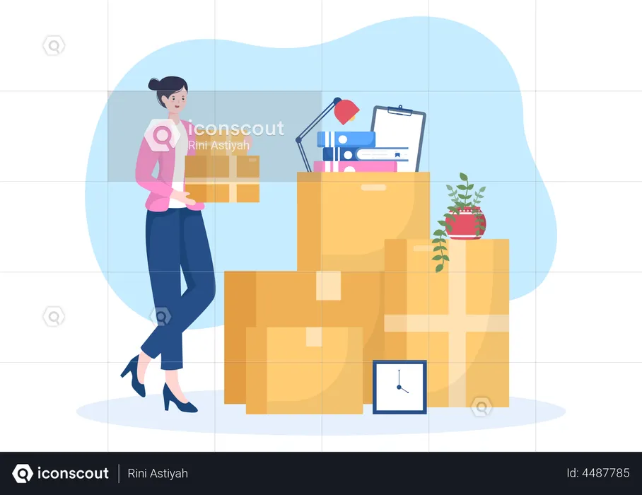 Woman doing packing for Home shifting  Illustration