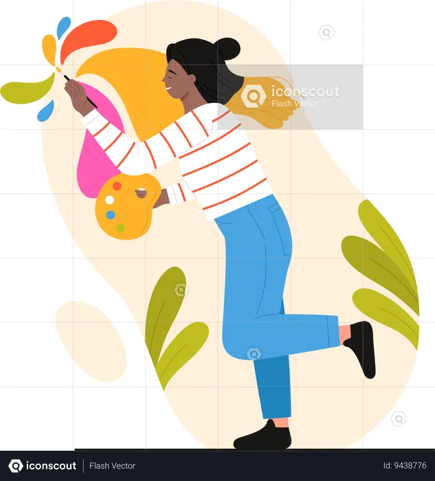 Woman doing painting  Illustration