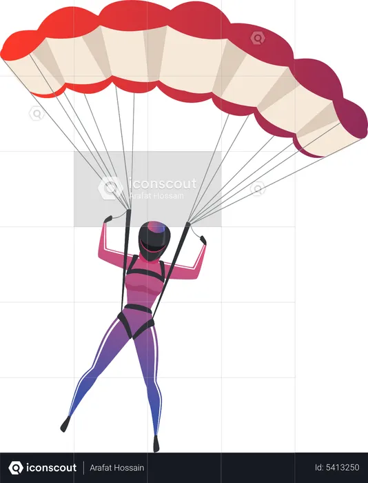 Woman Doing Paragliding  Illustration