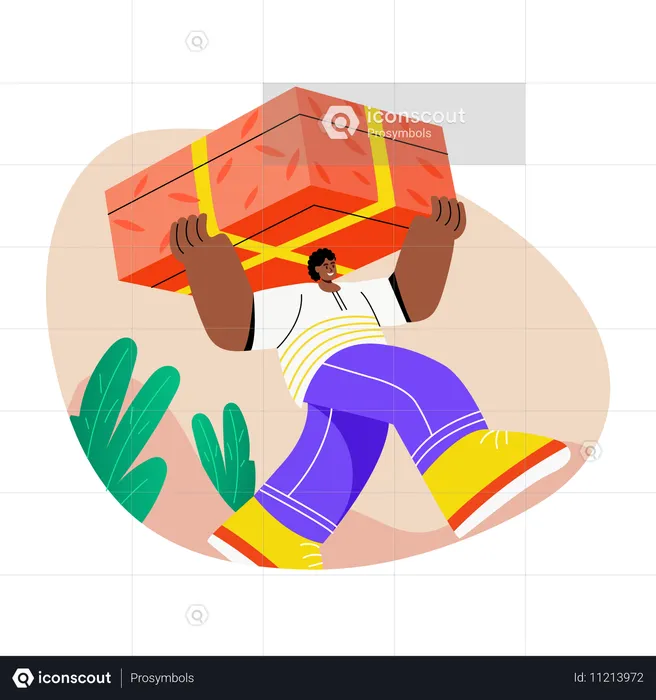 Woman doing parcel delivery  Illustration