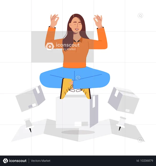 Woman doing parcel distribution  Illustration