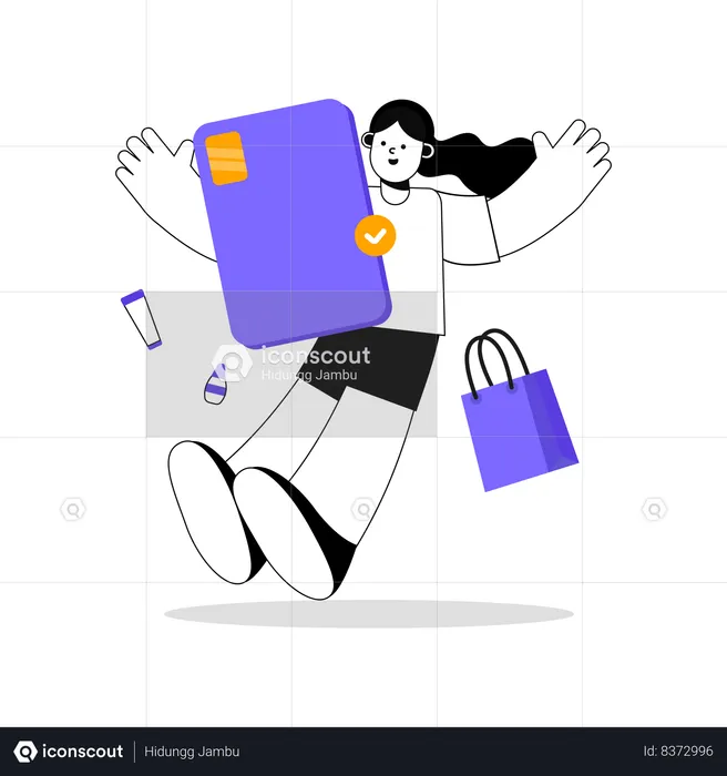 Woman doing payment done  Illustration