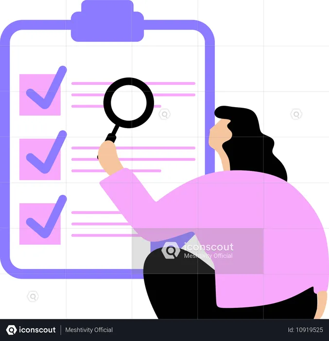 Woman doing performance review  Illustration