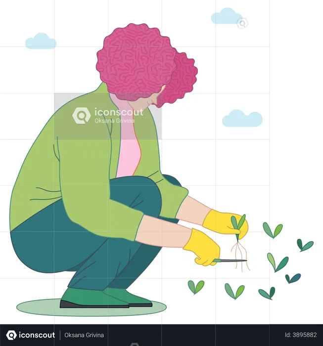 Woman doing plantation  Illustration