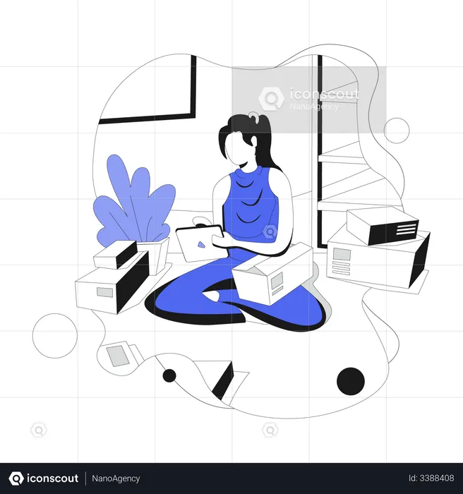 Woman doing product review and marketing  Illustration