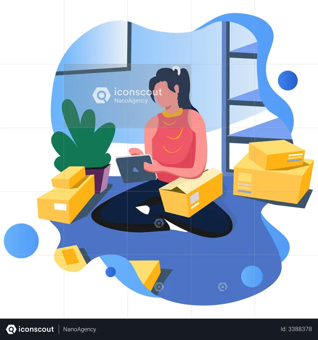 Woman doing product review and marketing  Illustration