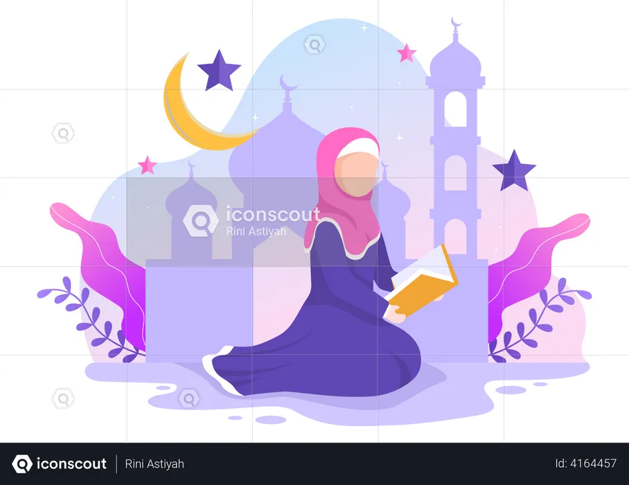 Woman doing Ramadan prayer  Illustration