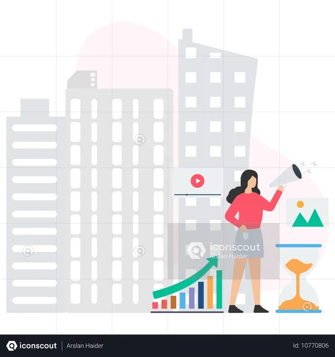 Woman doing real estate promotion  Illustration