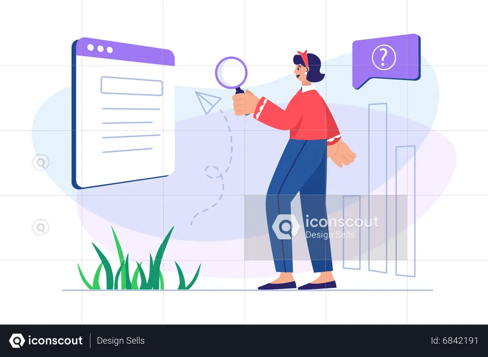 Woman doing research  Illustration