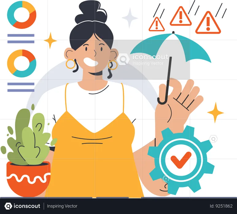 Woman doing risk management analysis  Illustration