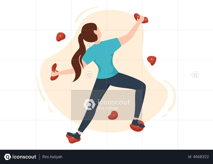 Woman doing rock climbing training  Illustration