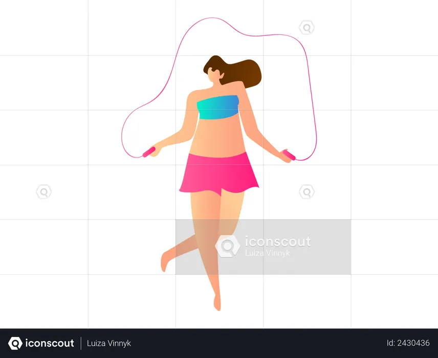 Woman doing rope jumping  Illustration