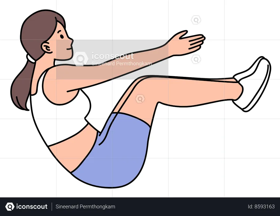 Woman doing Russian Twist exercise  Illustration