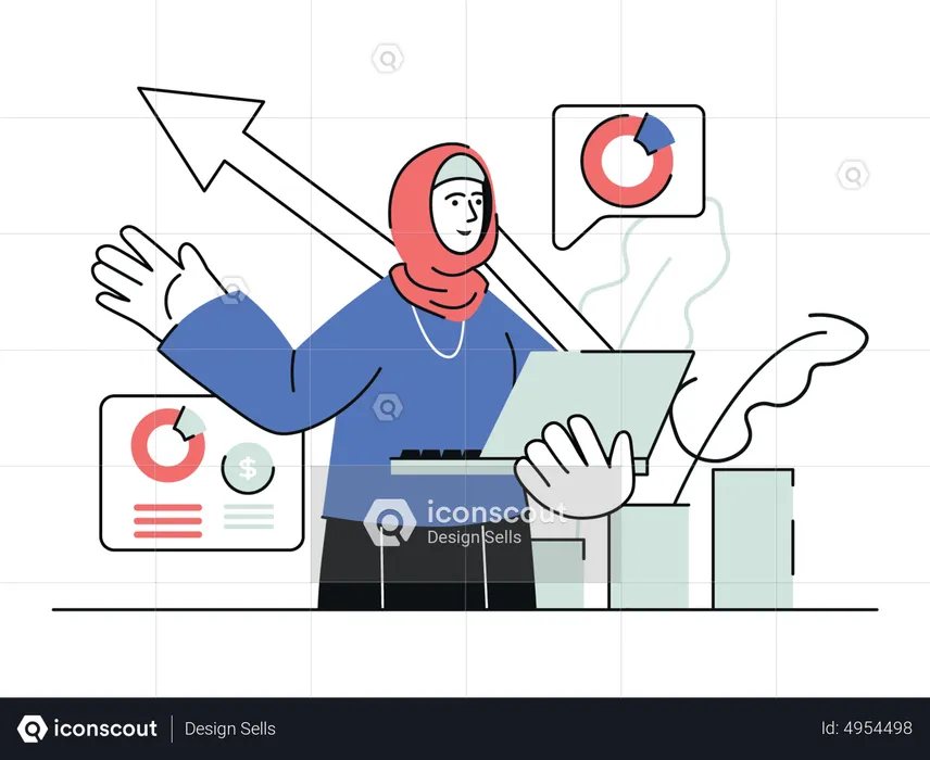 Woman doing Sales Performance  Illustration