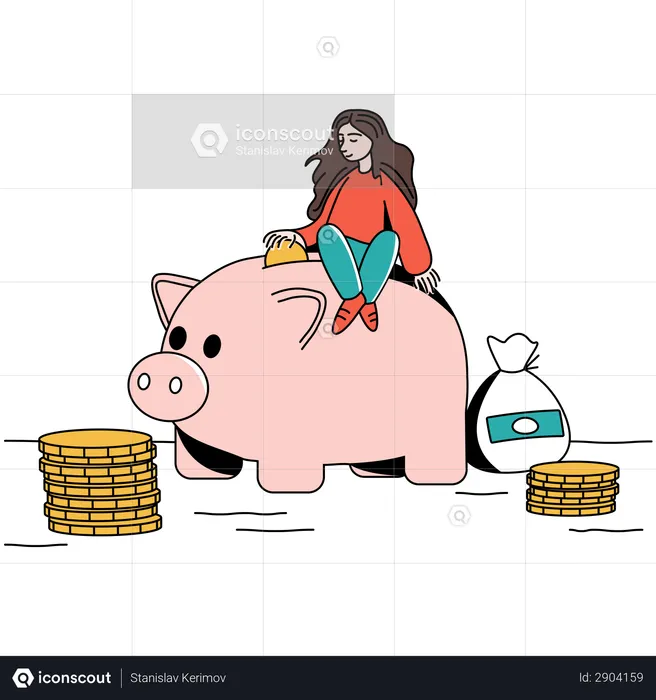 Woman doing savings  Illustration