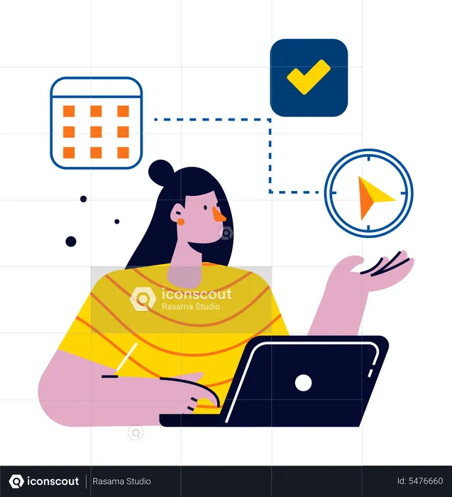 Woman doing schedule management  Illustration