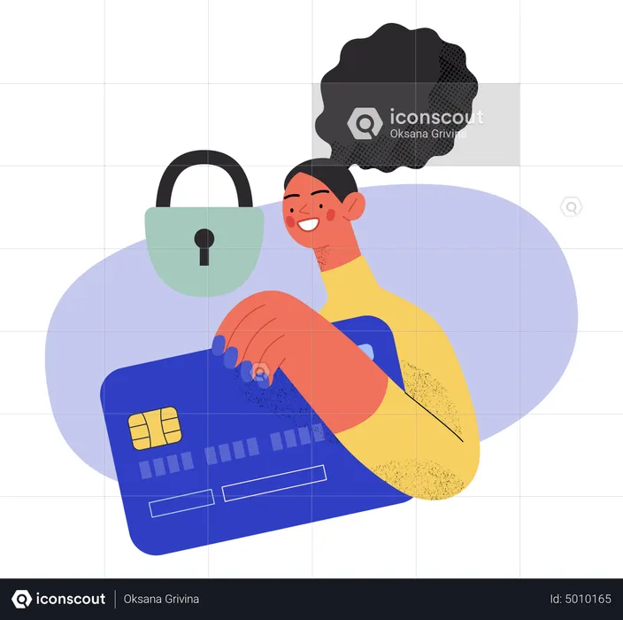 Woman doing secure card payment  Illustration