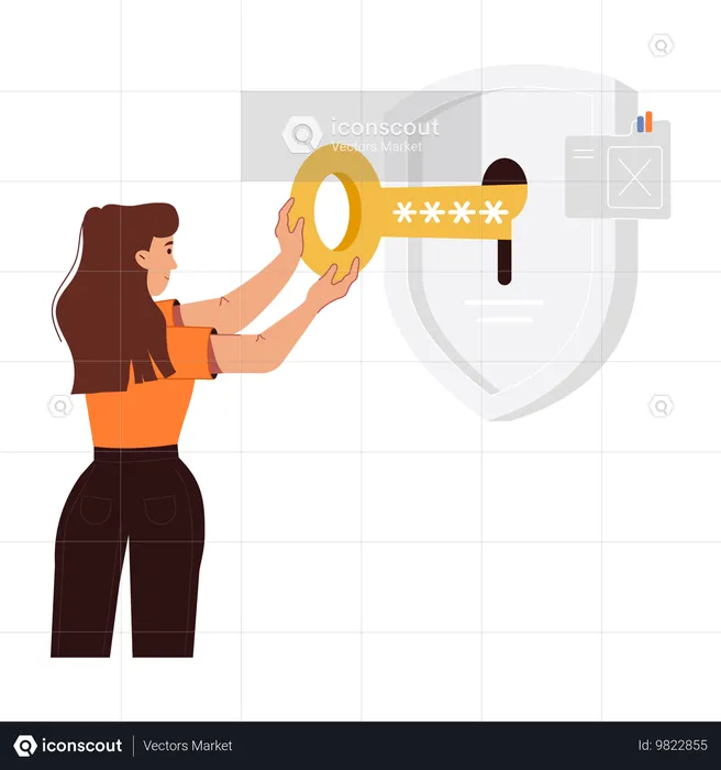 Woman doing secure login  Illustration