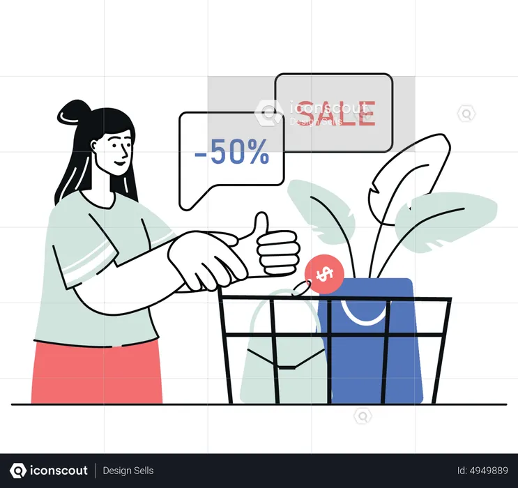 Woman doing shopping during sale  Illustration