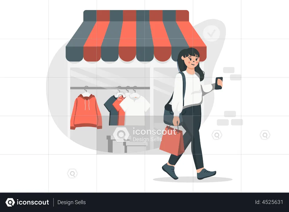 Woman doing shopping for clothes  Illustration