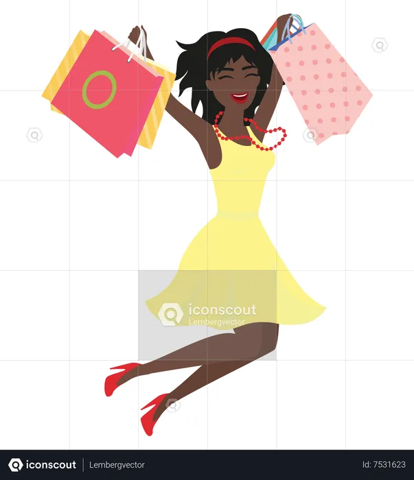 Woman Doing Shopping  Illustration