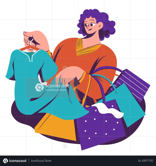 Woman doing shopping on weekend  Illustration