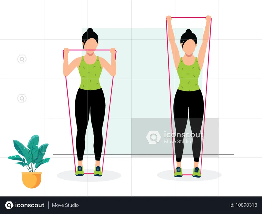 Woman doing Shoulder Press  Illustration