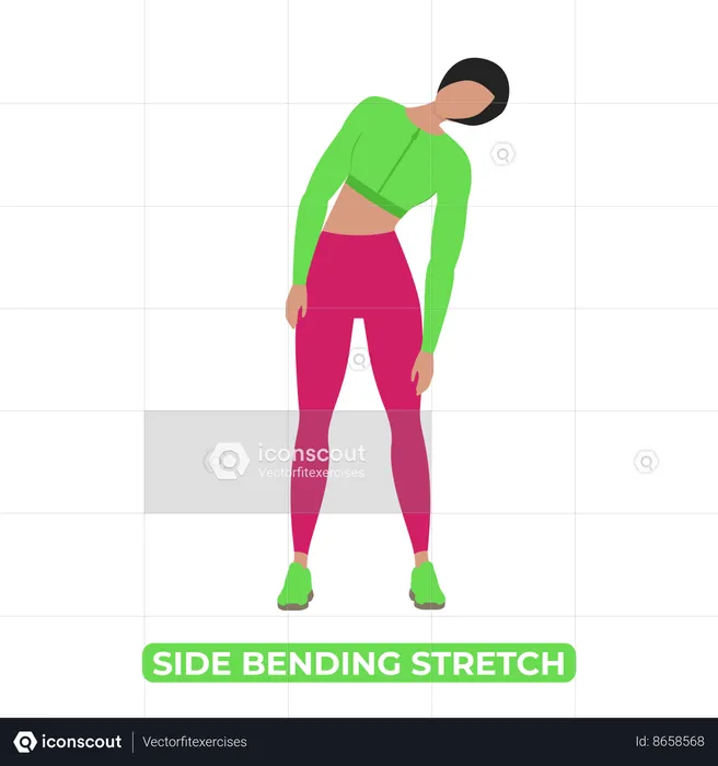 Woman Doing Side Bending Stretch  Illustration