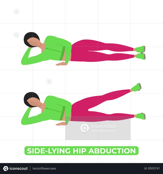 Woman Doing Side Lying Hip Abduction  Illustration